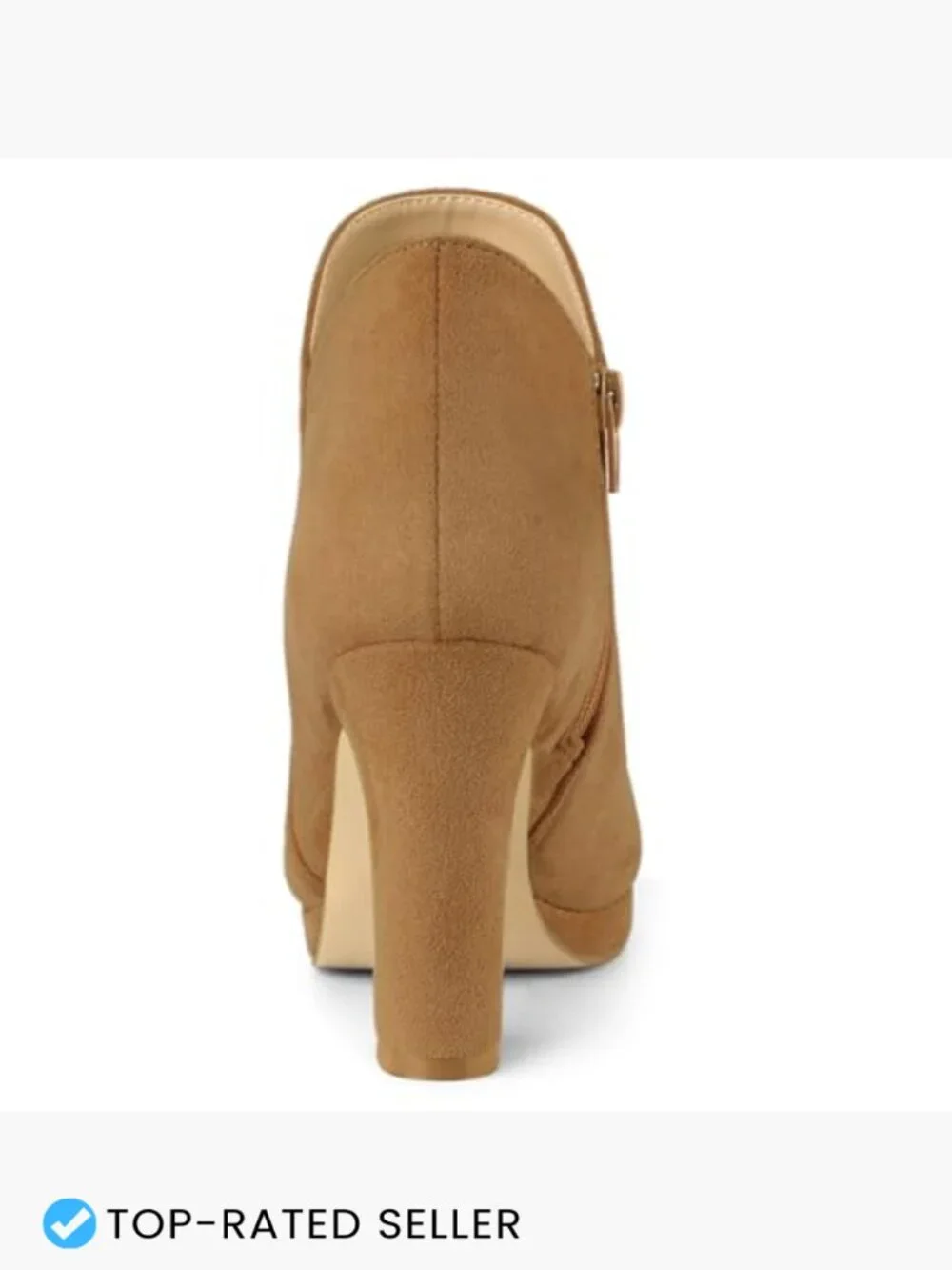 Chunky Heeled Ankle Booties Faux Suede Platform Block Heel Zip Closure Casual
